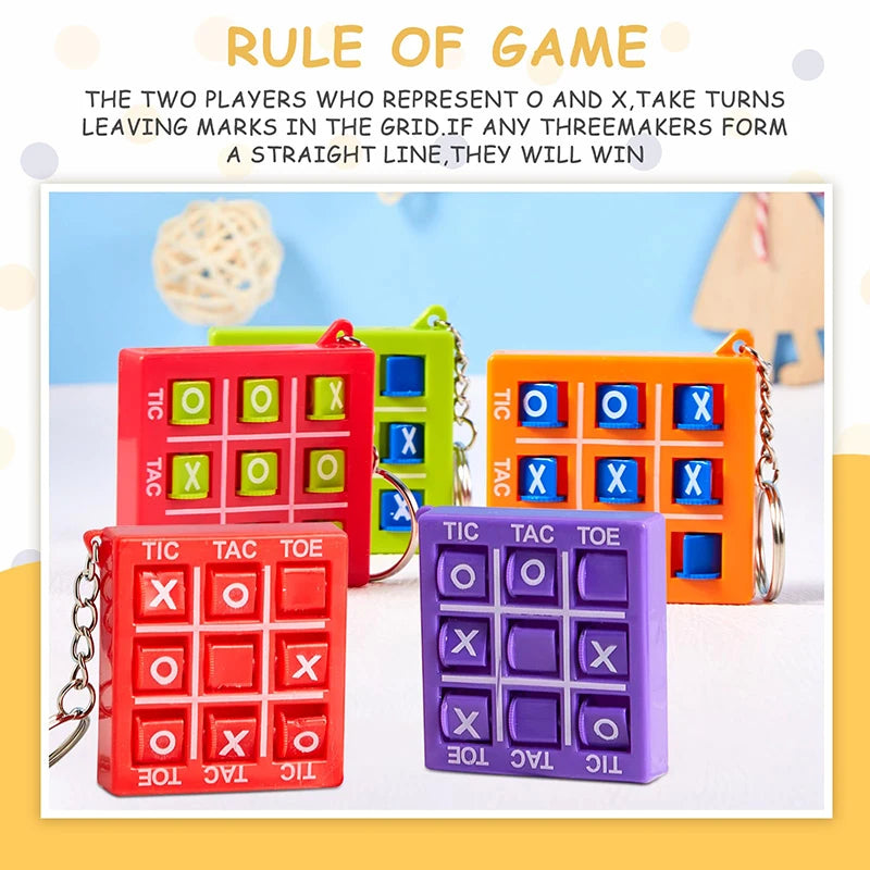5Pcs Colorful Tic Tac Toe Keychain for Kids Educational Toys Birthday Party Favor Classroom Prizes Goodie Filler Pinata Gift