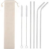 Set of 4 Reusable Metal Straws, 10.5'' Long Stainless Steel Straw with Cleaning Brushes and Case, Drinking for 30 oz and 20 oz T