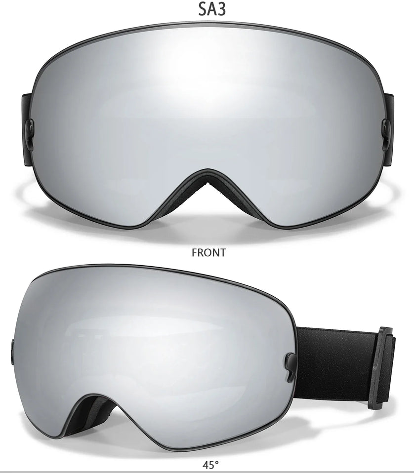 Winter Outdoor SKI Goggles Men And Women Teen, Free Optical Frame and Bag, UV400 Anti-Fog Snowboard Eyewear, Charistmas Gifts