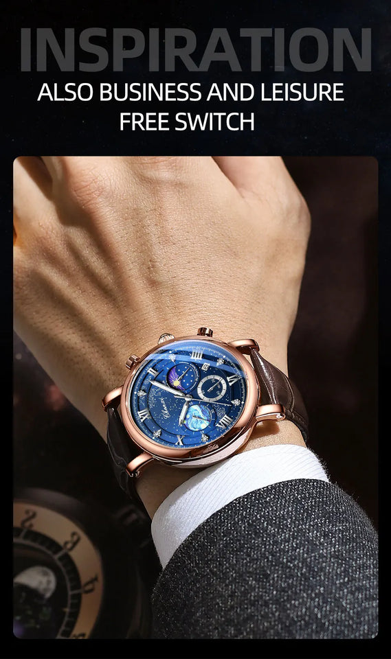 CHENXI Watches Luxury Men Waterproof Star Luminous Watch For Man High Quality Quartz Chronograph Leather Wristwatches Clock Male