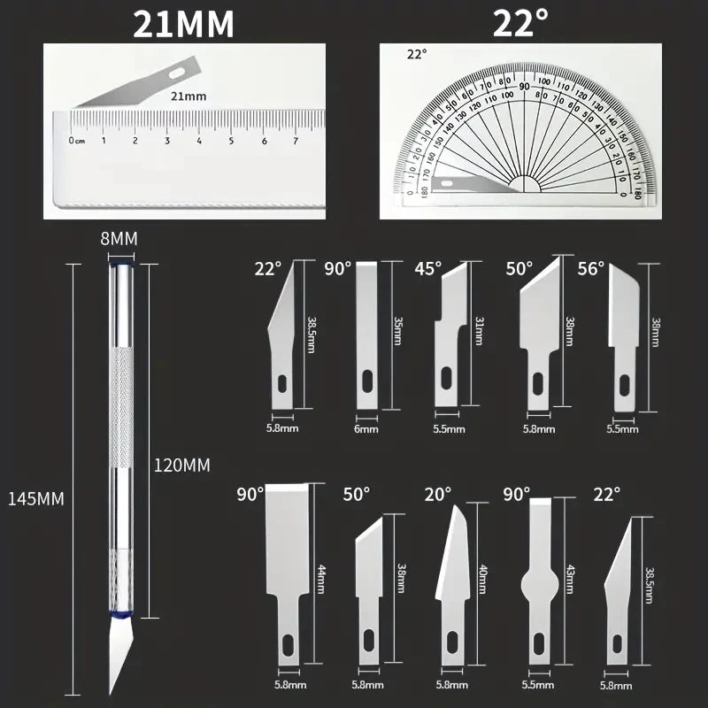 Kit de 13 herramientas de metal para tallar y cortar papel, antideslizante de precisión
