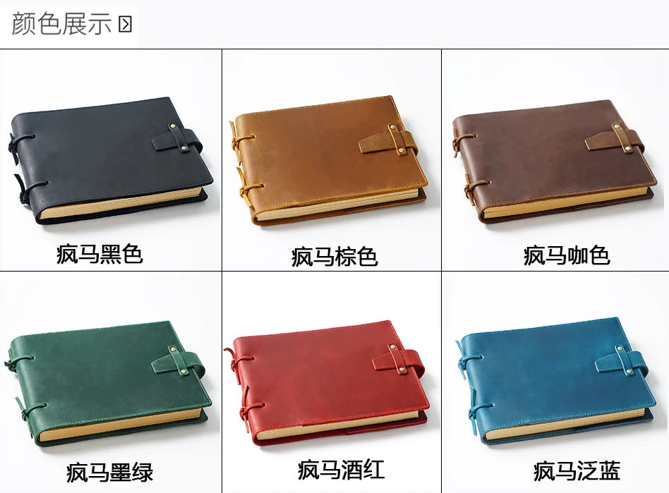 Genuine Leather Sketchbook Retro Painting Notebook Boy"s Girl Student Leather Binding Notebook Classic Handmade Notepad
