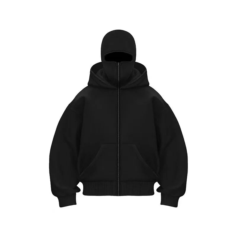 2025 Men Balaclava Y2K Gothic Harajuku Winter New Item Double Hooded Sweatshirt Autumn Men's Hooded Mask Zipper Sportswear Women