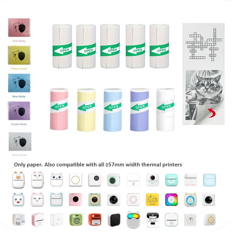 Mini Portable Printer,Thermal Label Maker Printer,For Wireless Bluetooth Photo Memo Stickers Inkless Suitable For Home, Office