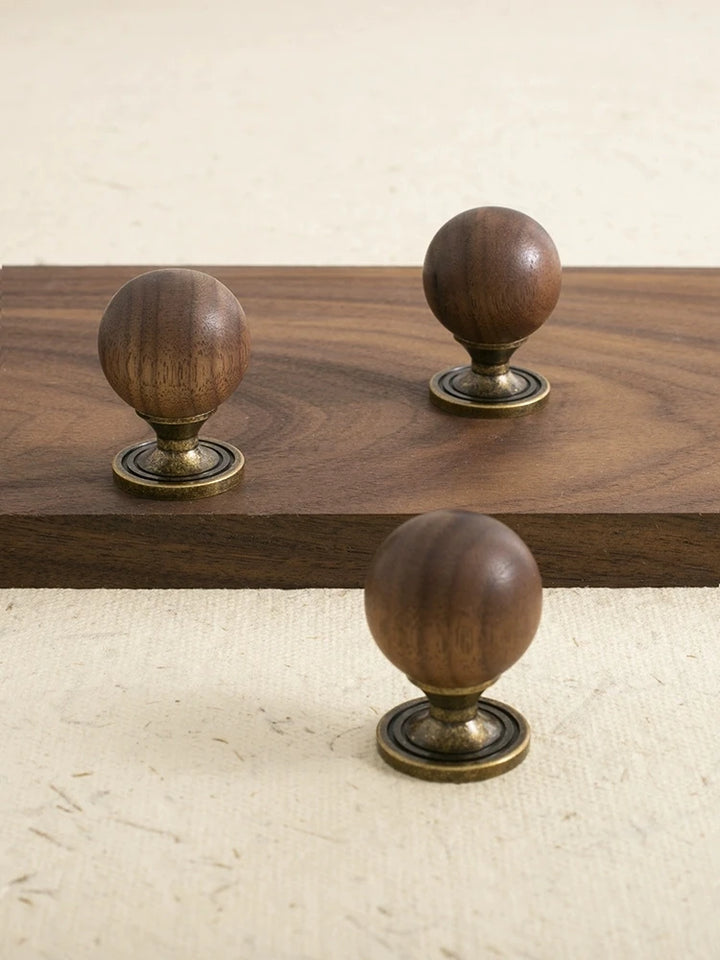 The Furniture Is Made Of Antique Walnut Wood With Solid Brass Small Handles Wardrobe Handles Kitchen Drawers Single-Hole Knobs