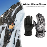 Mens Bike Gloves Full Finger Ski Gloves Cycling Gloves for Winter (Camo Grey)