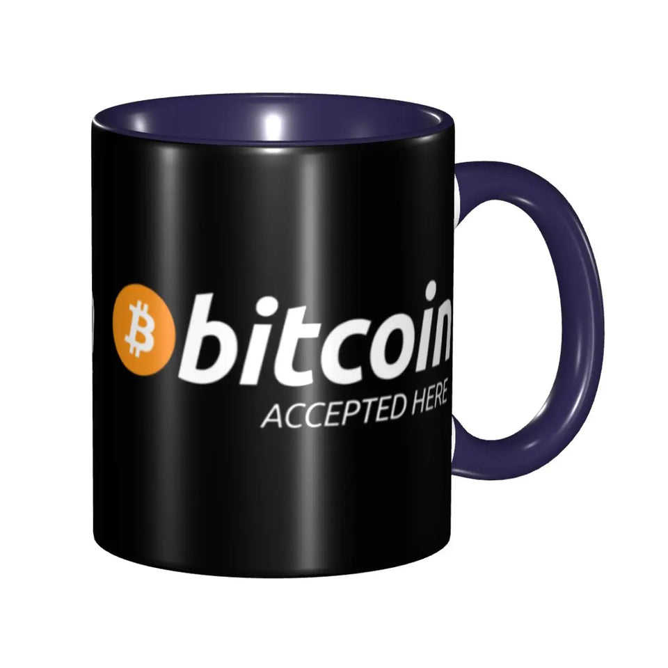 Bitcoin Accepted Here Coffee Mug DIY Customized Ceramic Tea Milk Mug