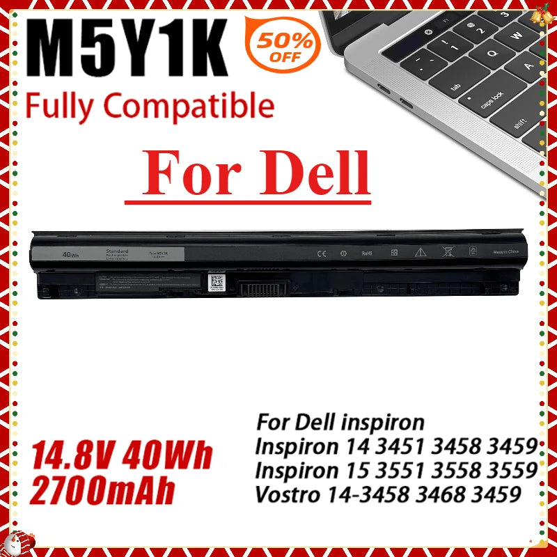 M5Y1K 14.8V 40Wh Notebook Battery For Dell  Battery 3451 3551 5558 5758 5759 Inspiron 14 15 3000 V-ostro WKRJ2 K185W