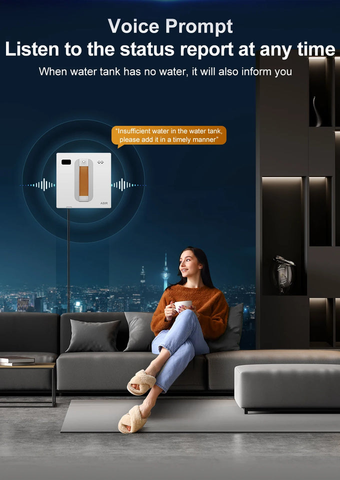 ABIR WD8 Window Cleaning Robot, Dual Ultrasonic Spray, AI intelligent Wipping, Updated Laser,Smart Home Glass Wall Washing