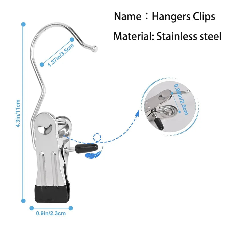Hangers Clips Stainless Steel Laundry Hooks Hanging Clothes Pins Clip Hangers Boot Shoes Clothes Pins