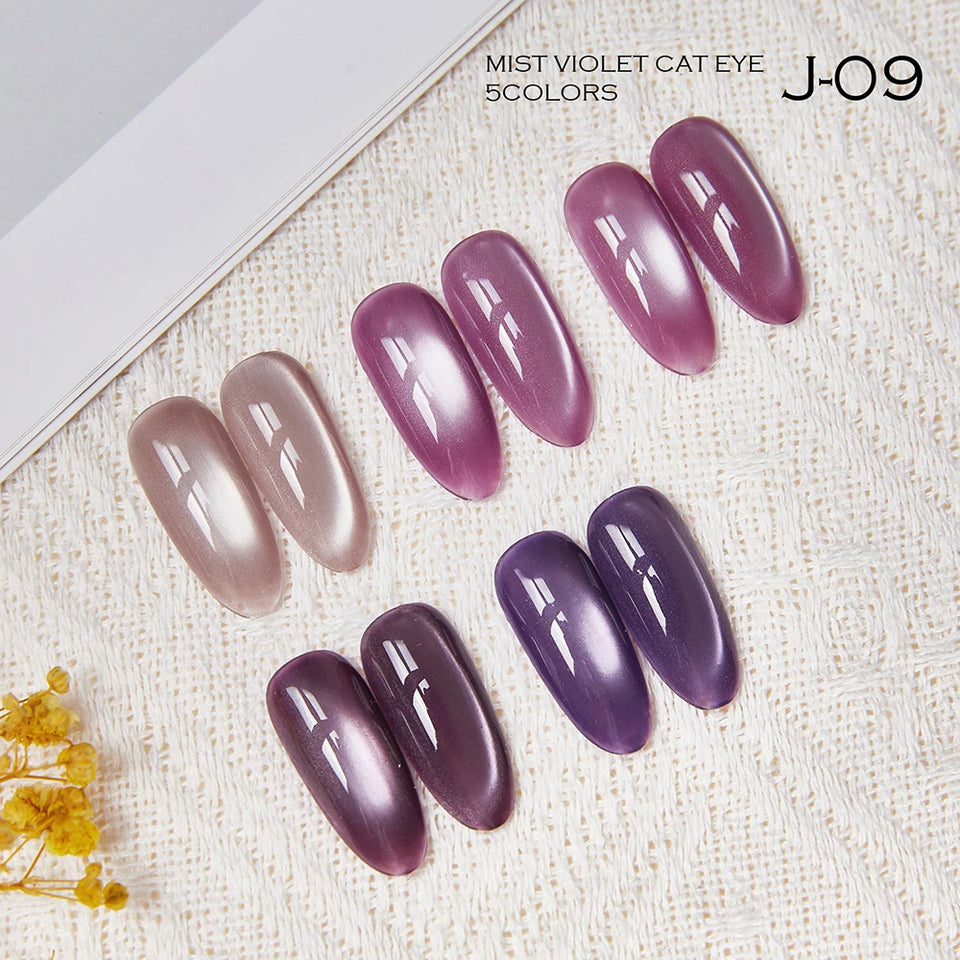 Vendeeni 5 Colors/Set Crystal Cat Eye Gel Nail Polish Semi Permanent Sparkling Magnetic UV LED Soak Off Gel Varnish With Display