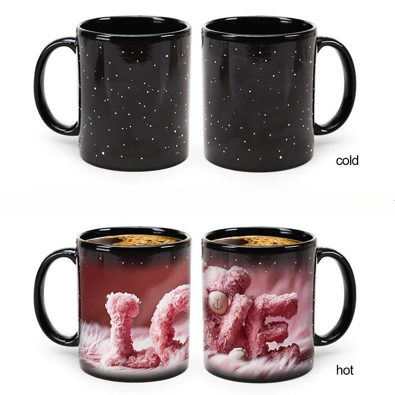 Starry Sky Temperature Sensitive Color Changing Ceramic Mug Love Confession Coffee Cup Breakfast Cups Household Drinkware