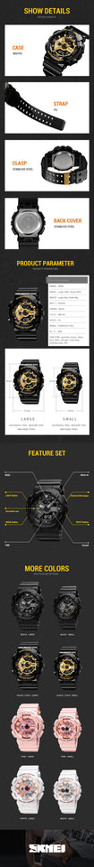 SKMEI World Time LED Light Digital Electronics Watches For Men Women Sports Quartz Watch Waterproof Wristwatches Horloges Mannen