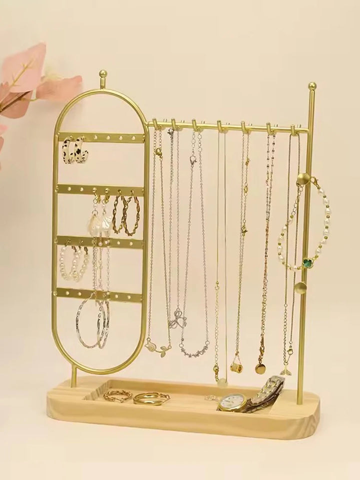 1 desktop solid wood base jewelry rack suitable for organizing and storing watches, earrings, bracelets, necklaces, etc