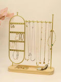 1 desktop solid wood base jewelry rack suitable for organizing and storing watches, earrings, bracelets, necklaces, etc