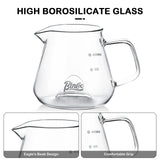 Bincoo 400ML Clear Glass Coffee Carafe Heat Resistant Visual Brewing Control Easy Sharing Pour over Coffee Maker