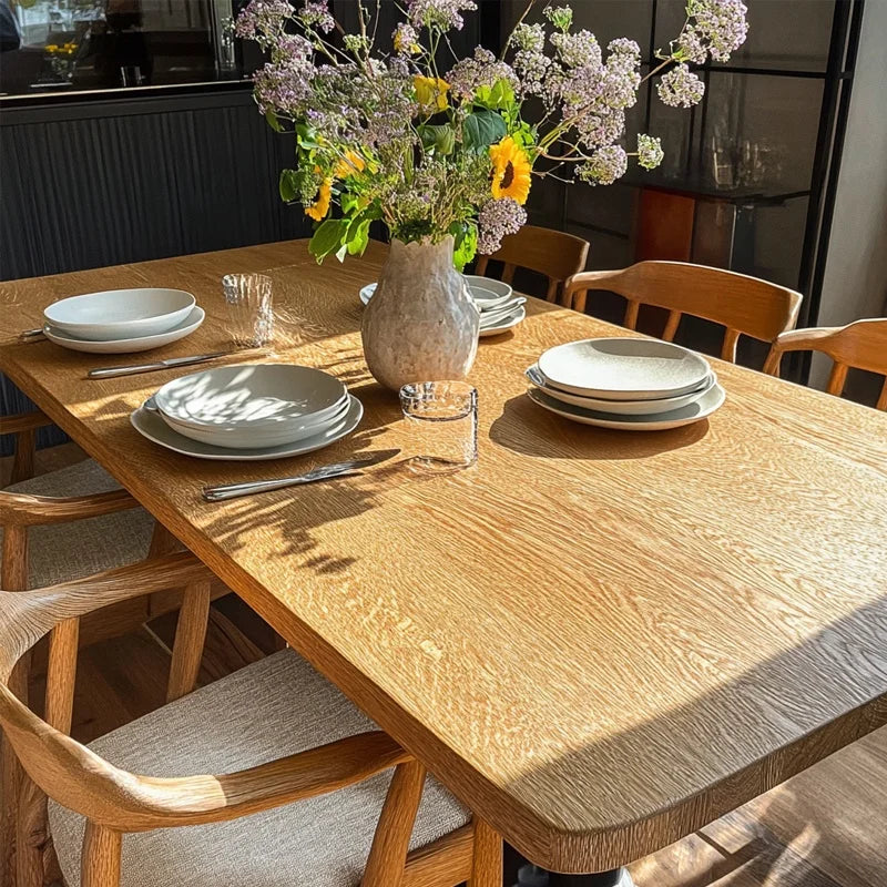 Hotel Restaurant Wooden Dining Table Set 8 Seater Solid Wood Dining Table