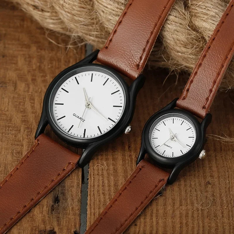 Classic Lovers Watches Men Women Casual Leather Strap Quartz Men's and Women's Pair Quartz Watch Gift High Quality