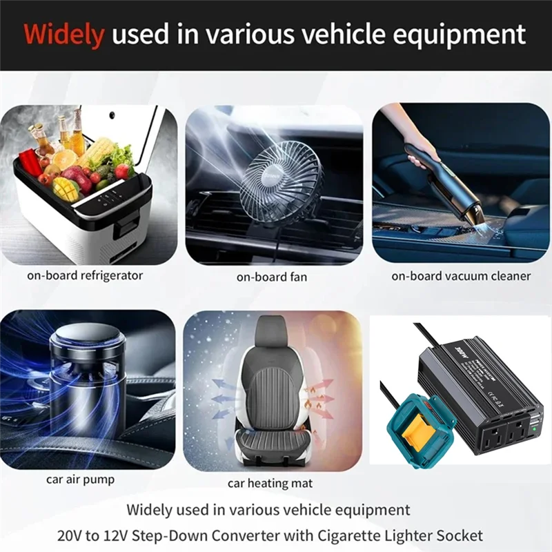 300W Portable Inverter Power Station Compatible for Makita/DW/Milwaukee 18/20V Batteries Smart Transformer Outdoor Work Adapter