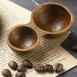 Dual-Headed Wooden Coffee Spoon Short Handle Serving Cutlery Measuring Spoon Wear-resistant Rust-proof Coffee Bean Spoon