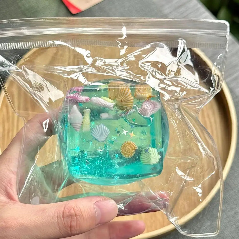 Party Stress Relief Cube Squishy Squeeze Toy,Seashell Soft Squeeze Fidget Toy Sensory Play Office Desktop Anti-Anxiety Ornaments