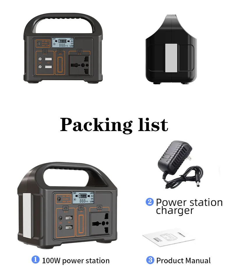 Gaiaray Portable Power Station 100W 24000mAh LiFePO4 Charging Energy Station Solar Generator AC 220V Power Bank for Camping