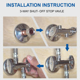 KING SMART 3/8" * 5/8" * 3/8" Comp. OD; 1/4 Turn Dual Handle Compression Stop Valve; 2Pcs/Case; 80407