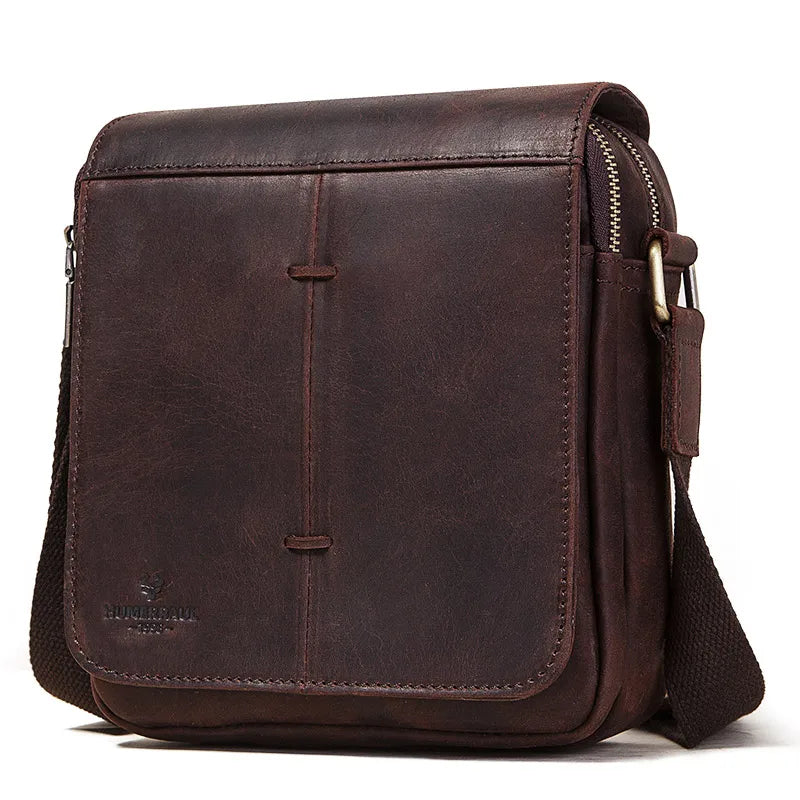 Fashion Crazy Horse Leather Men's Messenger Bag Flap Large Capacity Crossbody Bag Top Quality Shoulder Bag Sling Bag Tote