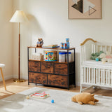 JHK Shoe Cabinet Dresser With 5 Fabric Drawers Toy Storage TV Stand Multilayer Shoe Rack Space Saving Cabinet Of Home Furniture