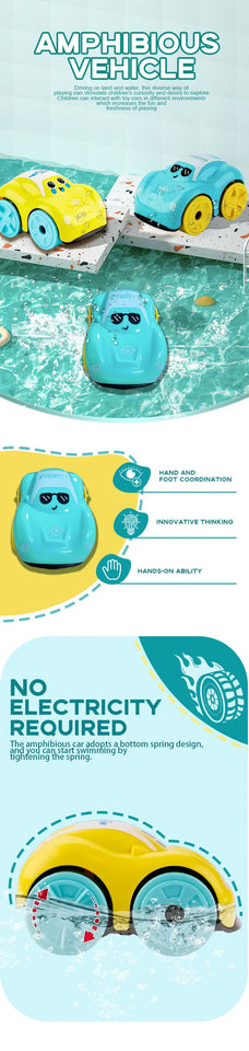 Baby Bath Toys Amphibious Cars Bathroom Floating Clockwork Toy Car Children Bathing Cartoon Swimming Water Playing Toy for Kids