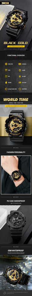 SKMEI World Time LED Light Digital Electronics Watches For Men Women Sports Quartz Watch Waterproof Wristwatches Horloges Mannen