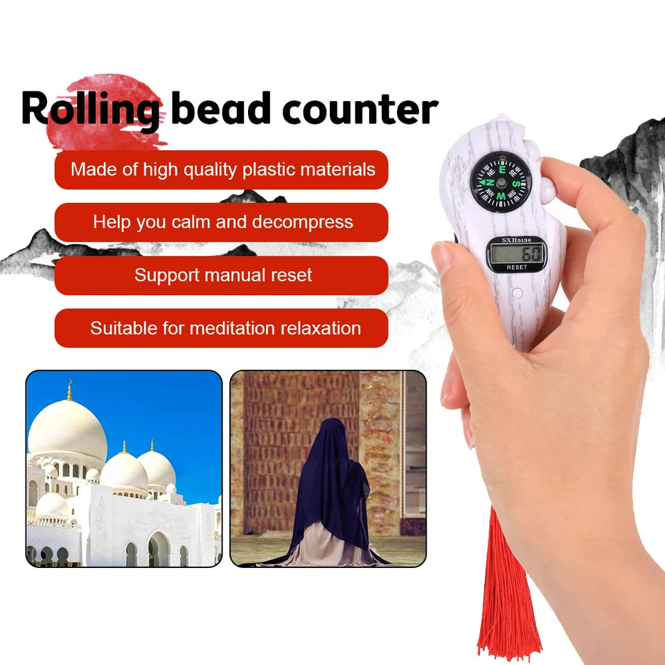 Electronic Digital Electronic Tally Counter with Compass Tassel Finger Game Toy Manual Reset Decompress Relax Tool LCD Register