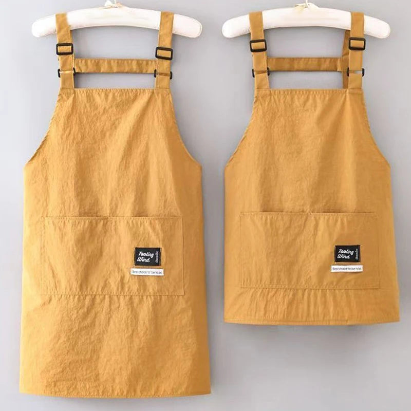 【Peace】Household Canvas Apron Oil-proof Can Wipe Hands Kitchen CookingMen Women Adult With Tool Pocket Fashion Coffee Over Apron