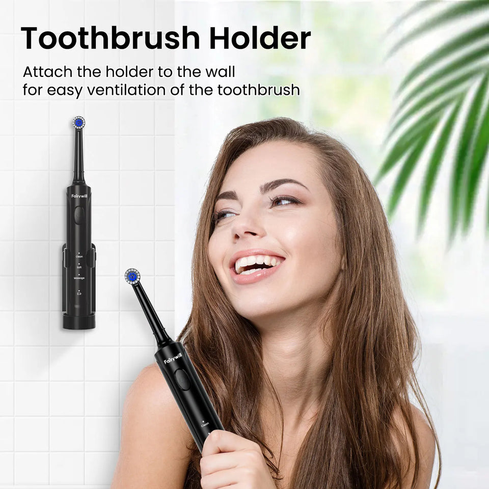 Fairywill Electric Toothbrush T2233Powerful Rotation Cleaning 4 Replacement Heads Rechargeable Sonic Toothbrush for Adults