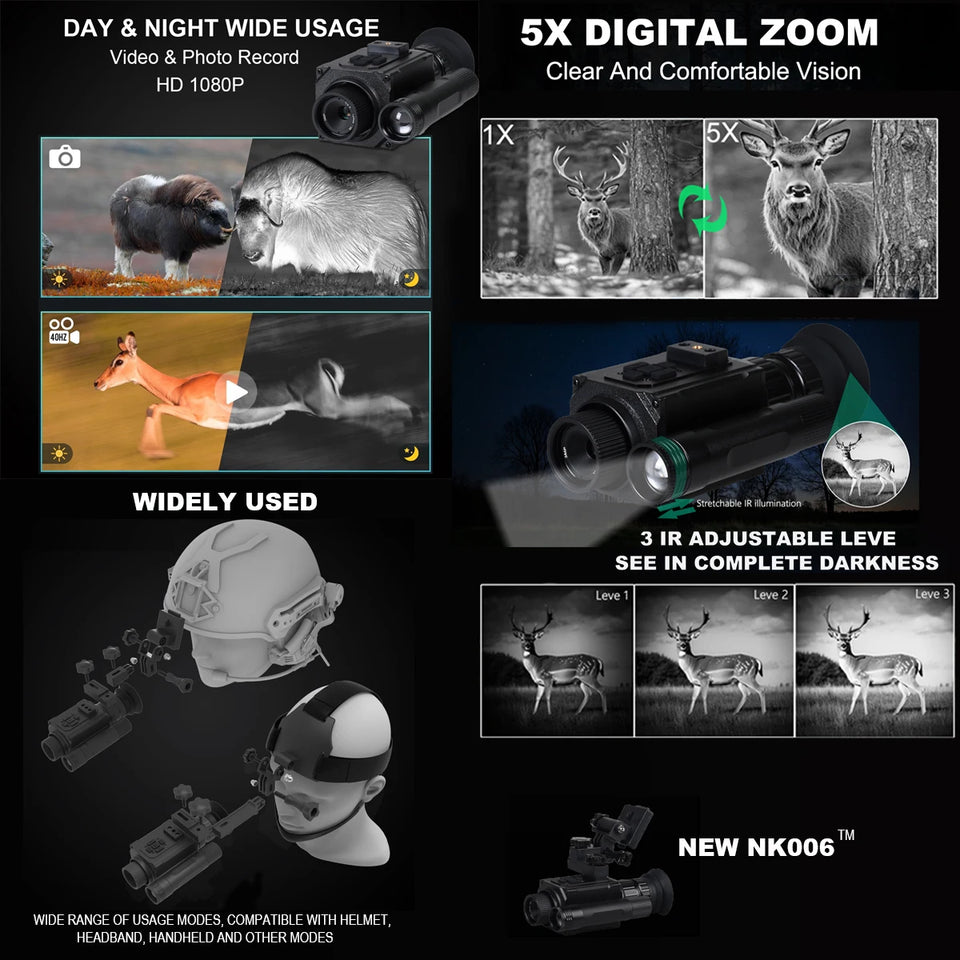 Tactical FAST Helmet NVG Night Vision Device, Hunting Riflescope IR Night Vision, Outdoor CS Shooting Training Sight Digital Cam