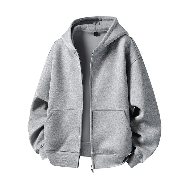 American Retro Hoodie Sweatshirt Autumn Winter Men's Loose Casual Open Cardigan Jacket Comfortable Long Sleeve Zipper Pure Wear