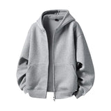 American Retro Hoodie Sweatshirt Autumn Winter Men's Loose Casual Open Cardigan Jacket Comfortable Long Sleeve Zipper Pure Wear