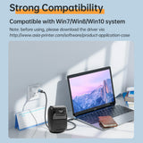 Receipt Printer Portable 58mm Mobile Thermal Printer Wireless BT Mini Bill Ticket Printing Printer with 1pcs Thermal Paper Rolls