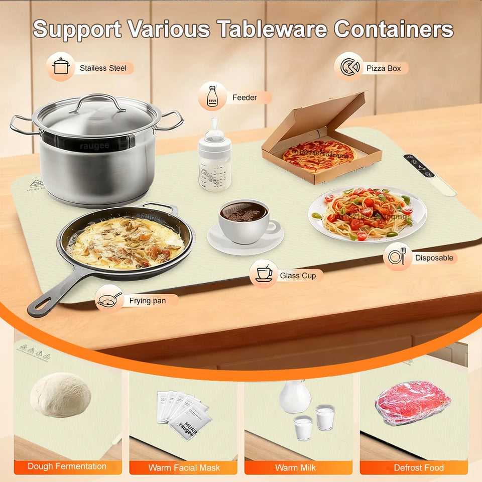 Electric Heating Plate Food Warmer Mat Silicone Dining Table Fast Warming Food Coffee Heater Tray Foldable Food Warming Plate