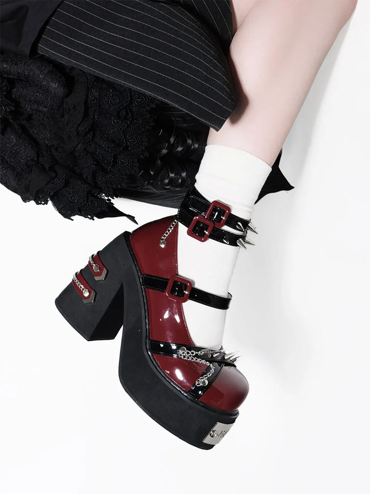 Japanese Retro Gothic Y2k Subculture Rivets Thick Heels High Heels Women's Shoes Sweet Lolita Shoes Spicy Girl