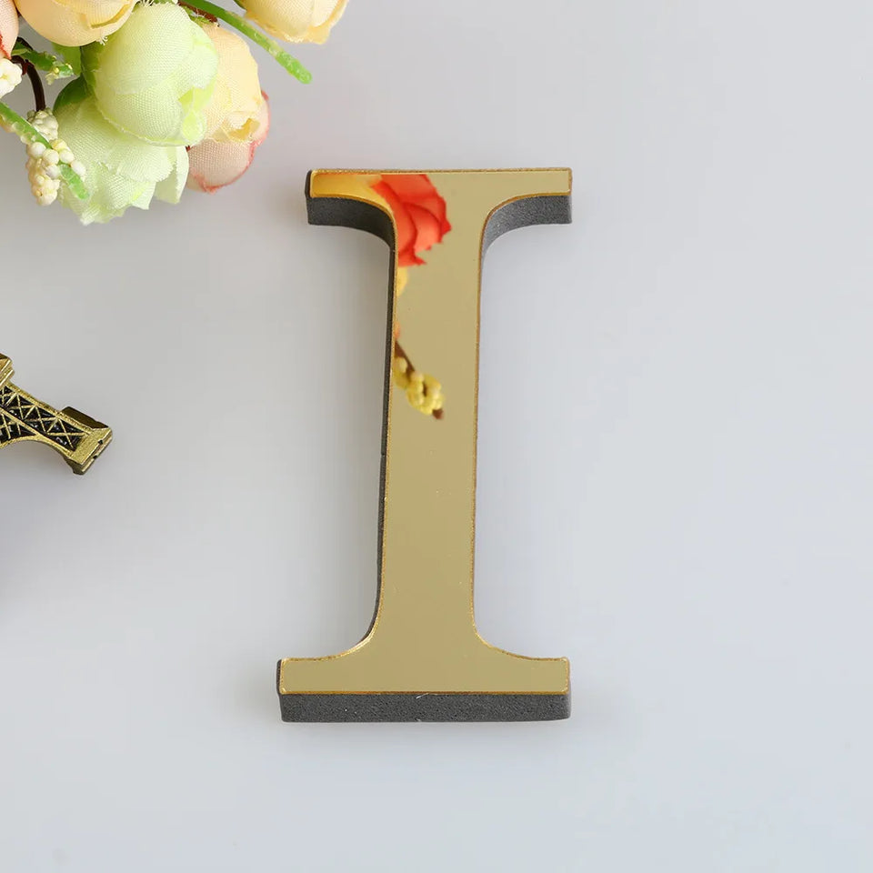 10CM 26 English Letters Wall Sticker 3D Mirror Acrylic Gold Wall Sticker Decals Self-Adhesive Home Party Decor Wall Art Mural