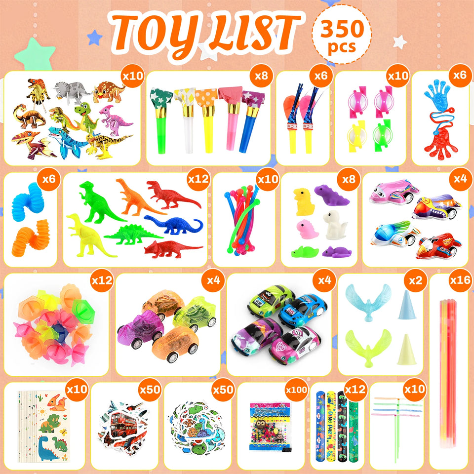 350Pcs Kids Party Favor Set Fun Birthday Wedding Carnival Christmas Gifts Pack for Kindergarten Prizes Guest Toy Collection