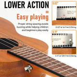 Professional 23inch Concert Mahogany Ukulele for Adult Beginners with Free Online Lessons Complete Starter Kit Including Gig Ba