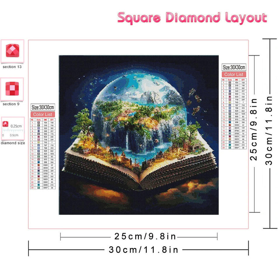 Huacan New Arrivals Diamond Painting Landscape Waterfall Full Embroidery Book Picture Of Rhinestones Wall Decor