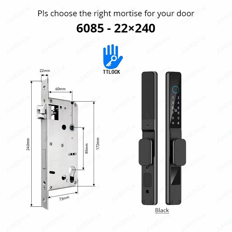 TTLock APP Waterproof Fingerprint Password Smart Lock For Outdoor Pull Push Sliding Aluminum Door 2885/ 3585/ 4585 /6085 Mortise