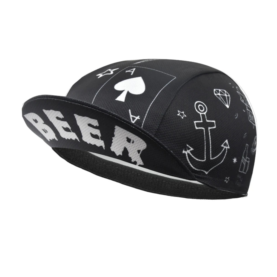 Black Cycling Cap Funny Road Bicycle Hat Cartoon Bike Headwear Men and Women Coffee & Beer Gorra Ciclismo