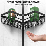 4-Tier Stainless Steel Adjustable Shower Caddy Tension Pole for Bathroom Organization, Rustproof Black