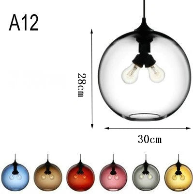 Modern Restaurant Chandelier Light Blown Colorful Glass  Lampshade Glass Ceiling Hanging Lamps Living Room Coffee Room Office