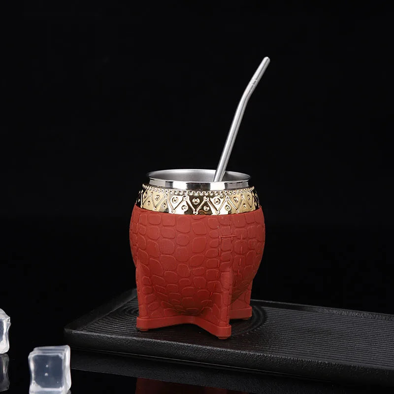 Creative Double Wall 260ml Stainless Steel Yerba Mate Tea Cup Tumbler Beer Pint Coffee Mug Gifts For Friend No Straw
