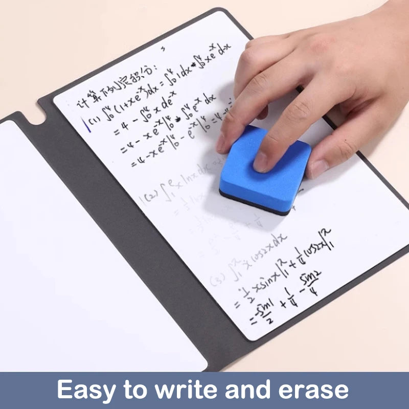1Pc Reusable Erasable Whiteboard Notebook Leather Portable Drafting Notebook Writing Board Desktop Memo Pad